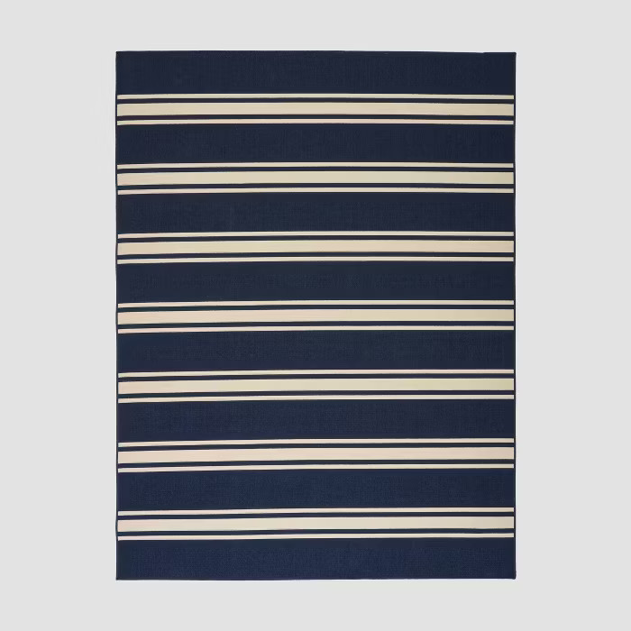 Cabana Stripe Outdoor Rug Navy/Ivory - Christopher Knight Home | Target