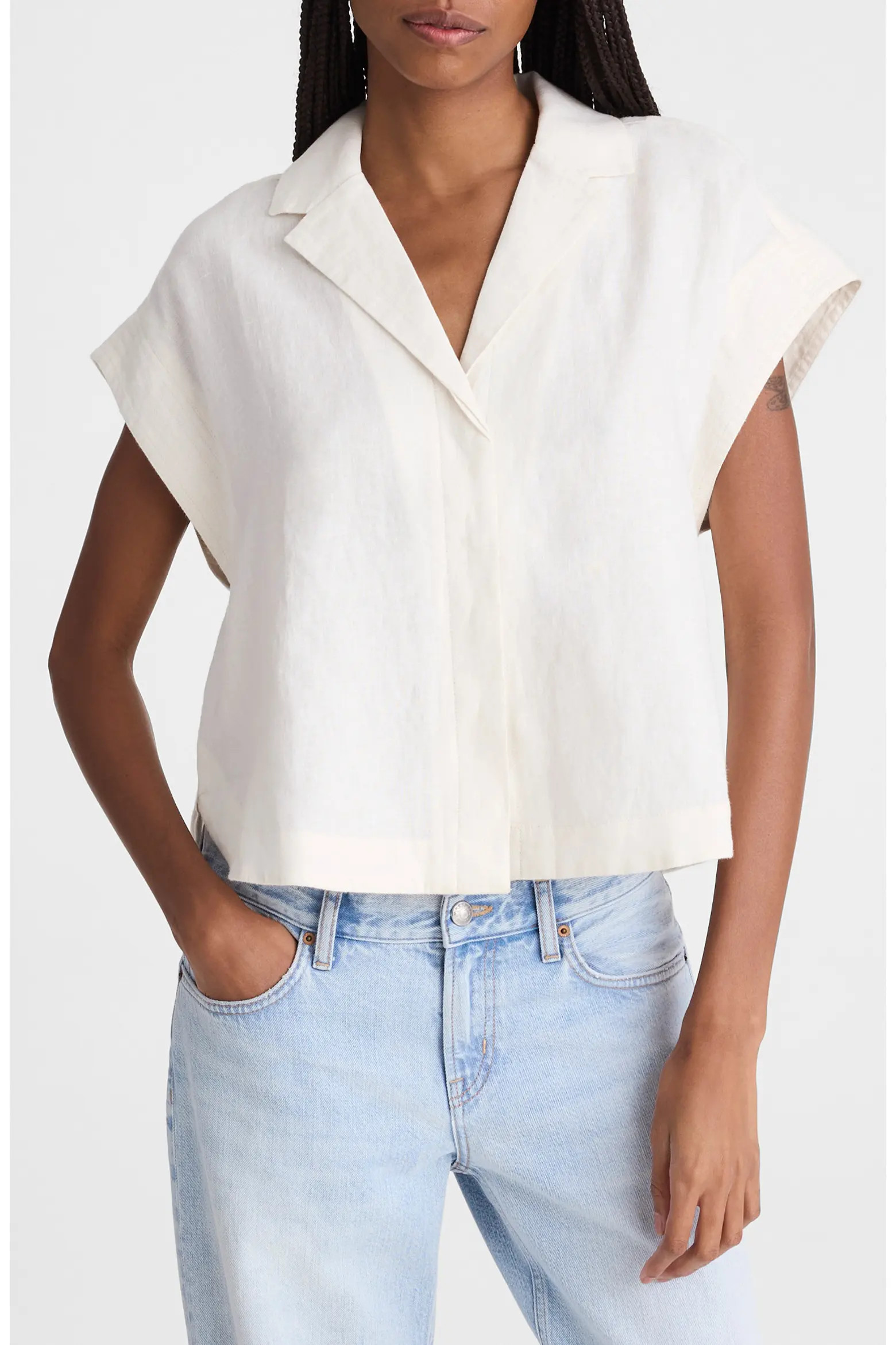 Notch Collar Linen Popover Shirt (Women) | Nordstrom | Nordstrom