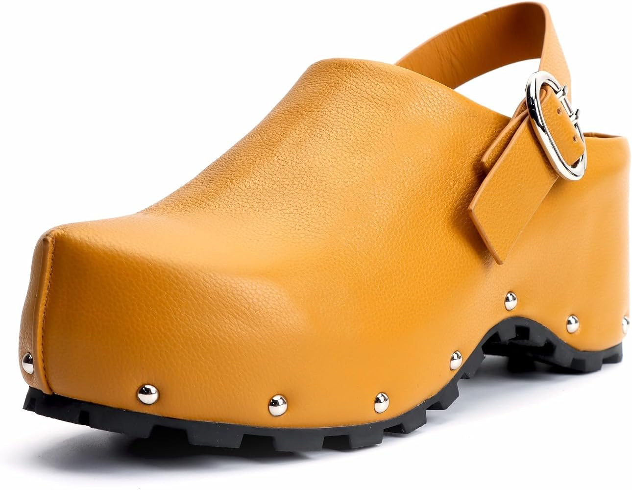 XOBZJH Women's Long Calf Hair Platform Clogs with Wool Lined Slip On Mules & Clogs Adjustable Lea... | Amazon (US)
