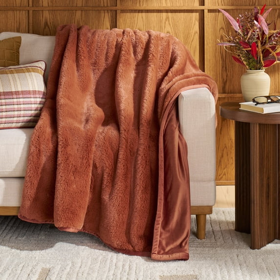 Better Homes & Gardens Gingerbread Cookie Faux Fur Oversized Throw, 50" x 72" | Walmart (US)