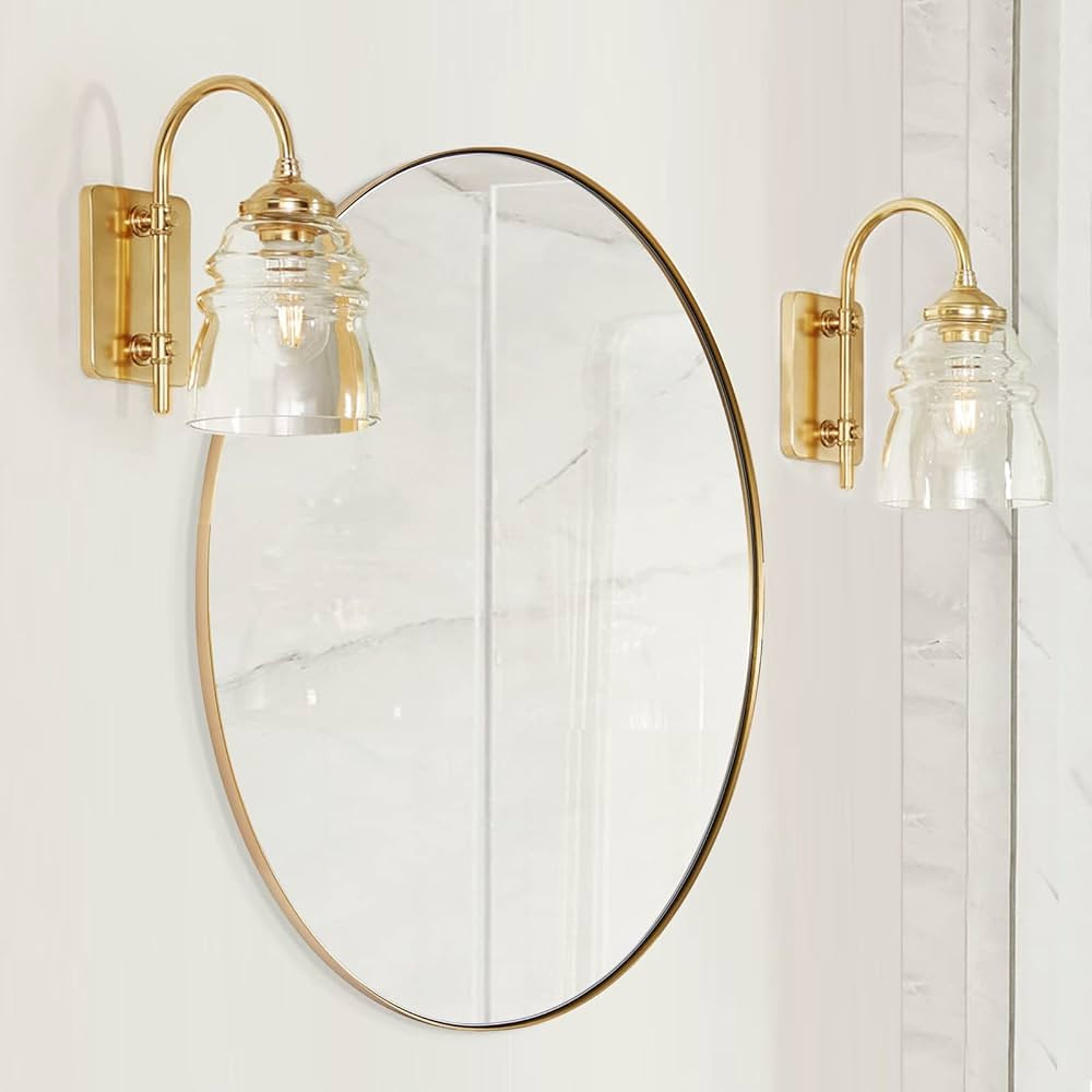 ANDY STAR Gold Oval Mirror, 24x36’’ Brushed Gold Oval Bathroom Mirror, Oval Wall Mirror for B... | Amazon (US)