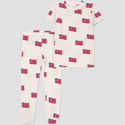 Carter's Just One You® Toddler 2pc Short Sleeve Flag Comfy Soft Tight Fit Pajama Set - Cream 4T | Target