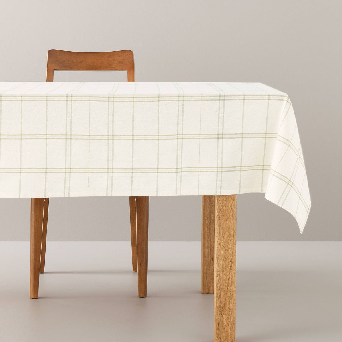 Tri-Stripe Plaid Rectangular Tablecloth Light Green/Natural - Hearth & Hand™ with Magnolia | Target
