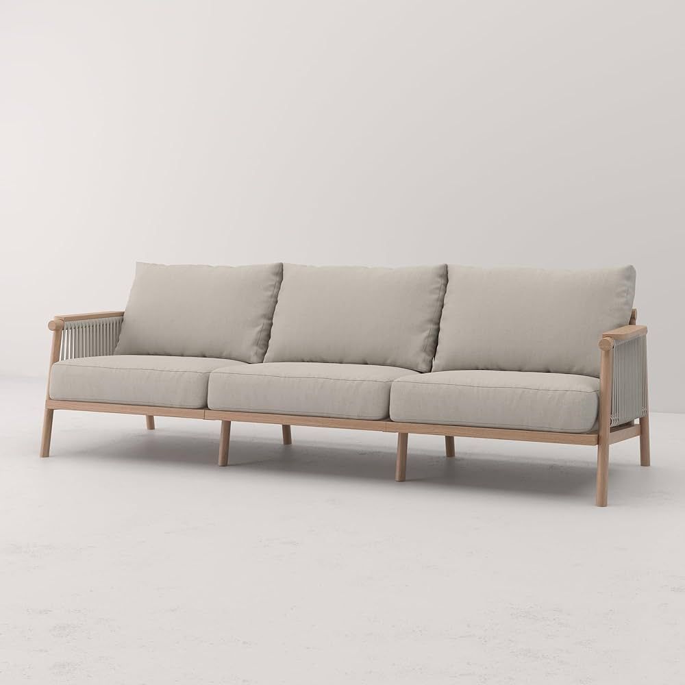 Acanva Modern Aluminum Outdoor Patio Sofa with Thick Cushions, Olefin Fabric Sunroom Backyard Fur... | Amazon (US)