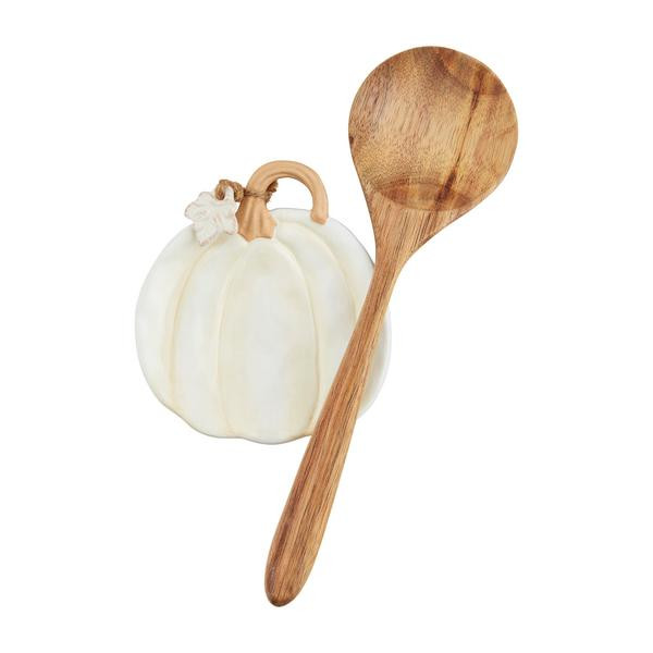 White Pumpkin Spoon Rest Set | Mud Pie