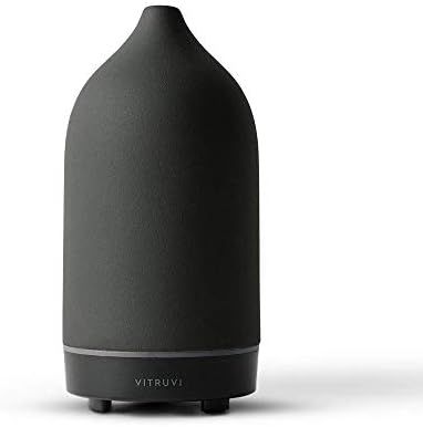 Vitruvi Stone Diffuser, Ceramic Ultrasonic Essential Oil Diffuser for Aromatherapy, Black, 90ml C... | Amazon (US)