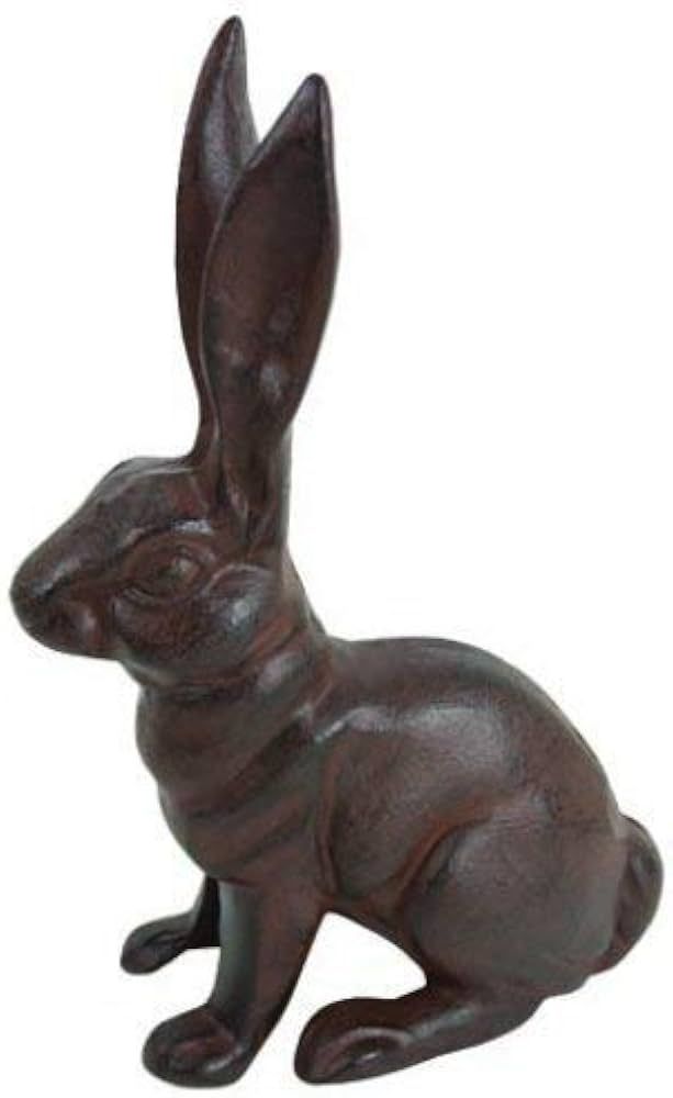 Cast Iron Sitting Bunny Rabbit Garden Patio Yard Large Doorstop Decorative Statue. 6.3 Inches Lon... | Amazon (US)