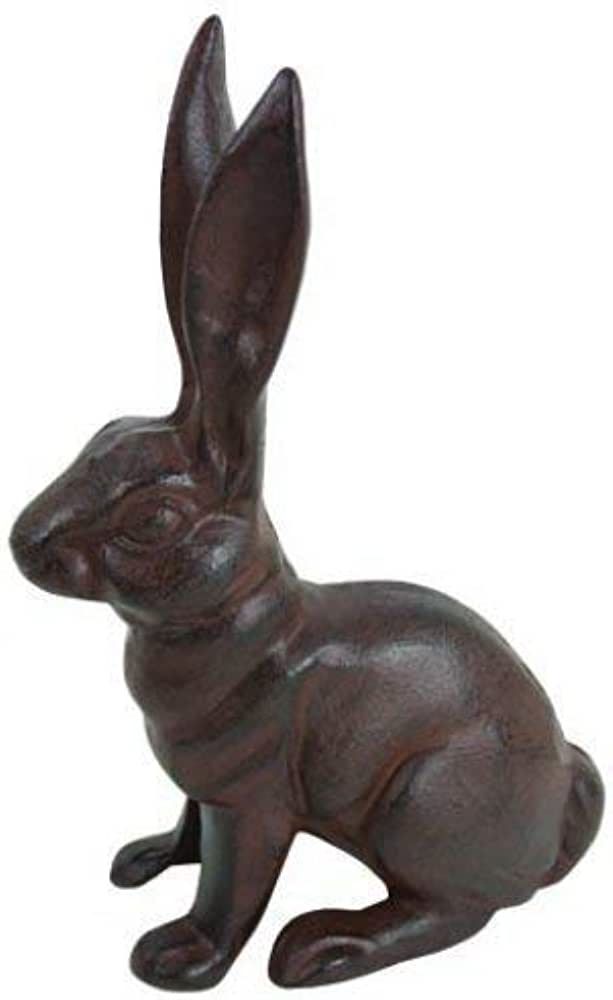 Cast Iron Sitting Bunny Rabbit Garden Patio Yard Large Doorstop Decorative Statue. 6.3 Inches Lon... | Amazon (US)