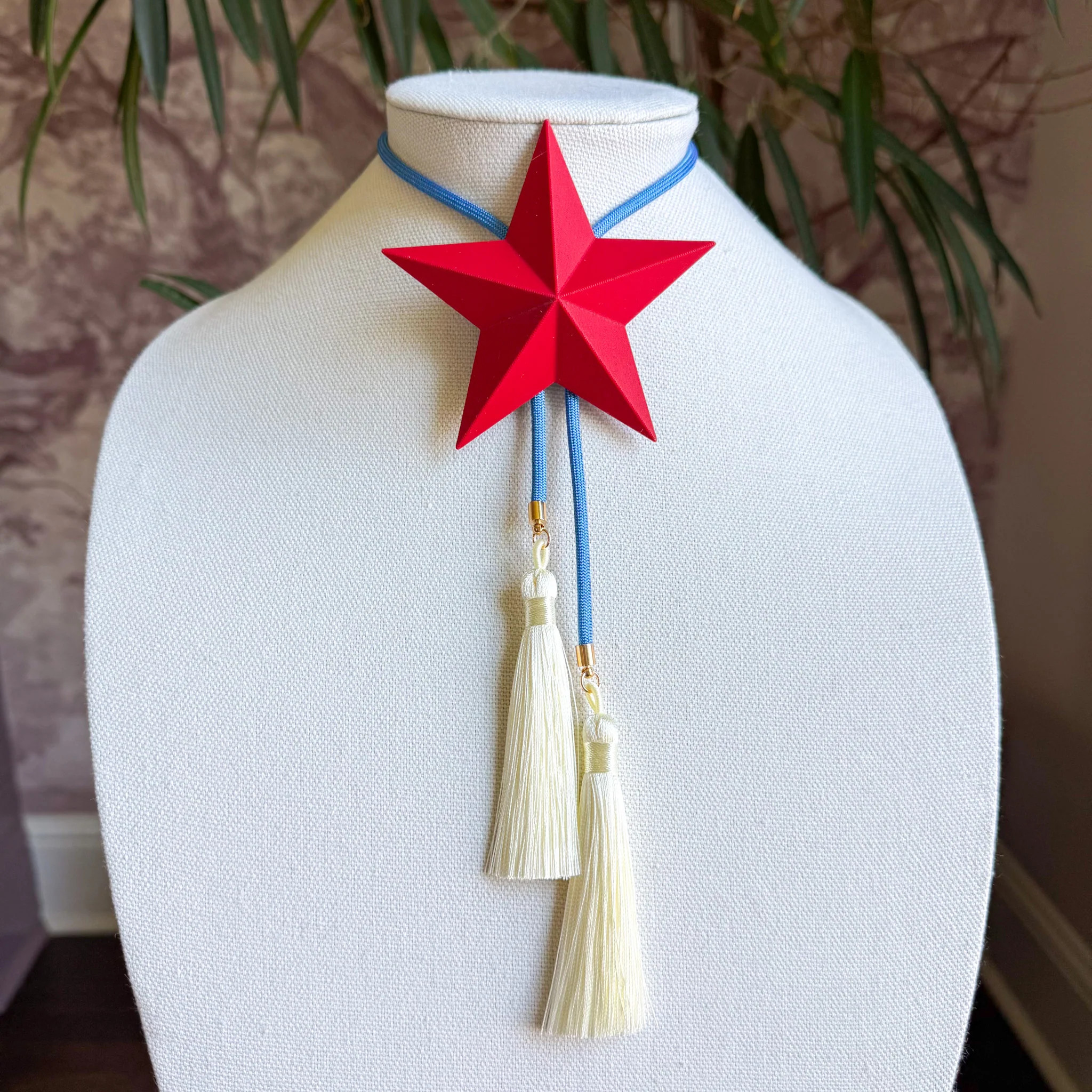 Lone Star Bolo Crimson with Ocean Blue & Ivory | Rahya Jewelry Design