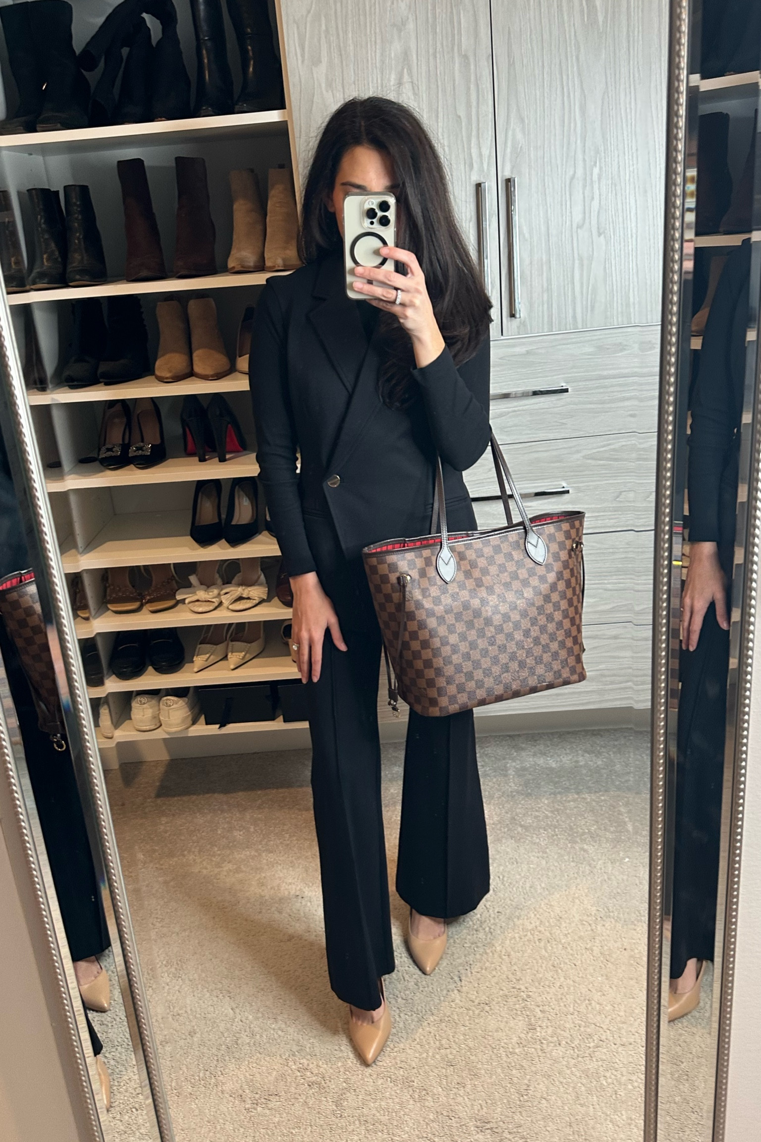 Winter work outfit / work wear / office outfit 

Spanx black pants for work: small petite 

sleeveless blazer size xs 

spanx discount code: celinexspanx 

#LTKWorkwear