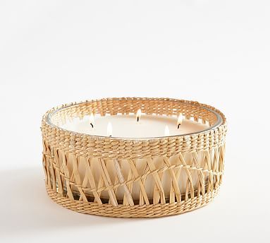 Woven Seagrass Scented Candle - Fig & Sandalwood | Pottery Barn (US)
