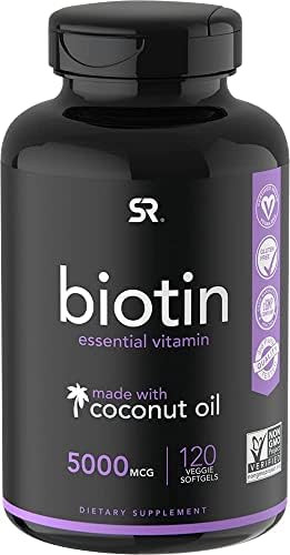 Sports Research Biotin Supplement with Organic Coconut Oil, 5,000mcg, 120 Veggie Softgel Caps | Amazon (US)