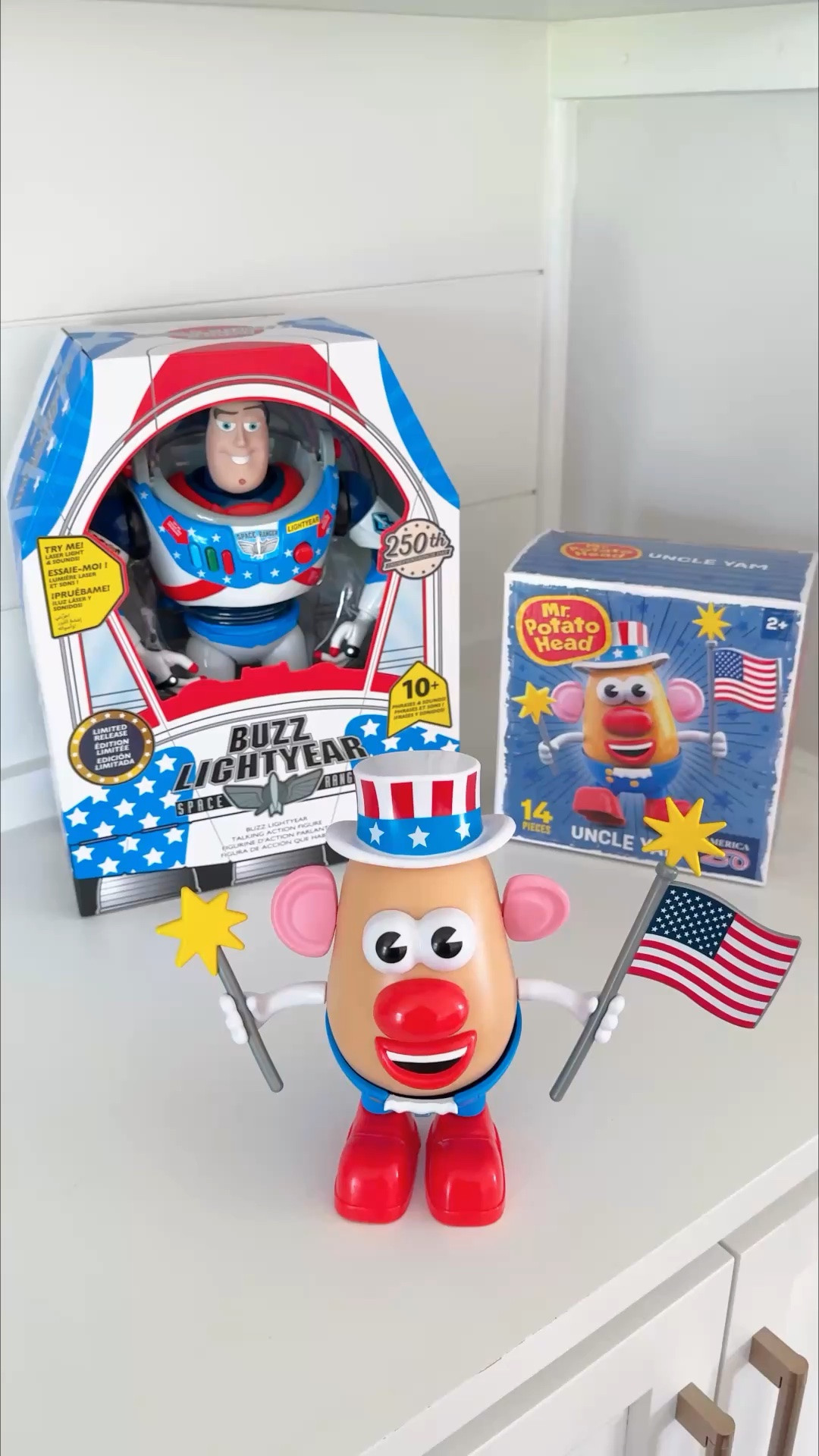 Limited edition Toy Story toys, 250th buzz lightyear, uncle yam mr potato head, patriotic buzz lightyear toy, red white and blue buzz lightyear, kids toys, toy story 5, Fourth of July, favorite finds

These limited edition Toy Story toys for the 250th Anniversary this summer are SO cute!😍🇺🇸🎆🚀🥔

#LTKmomlife #LTKKids #LTKHome