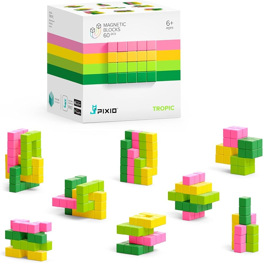 PIXIO Tropic - Tiny Magnetic Blocks Building Toy in The Pixel Art Style with Free App - 5/16" Pla... | Amazon (US)