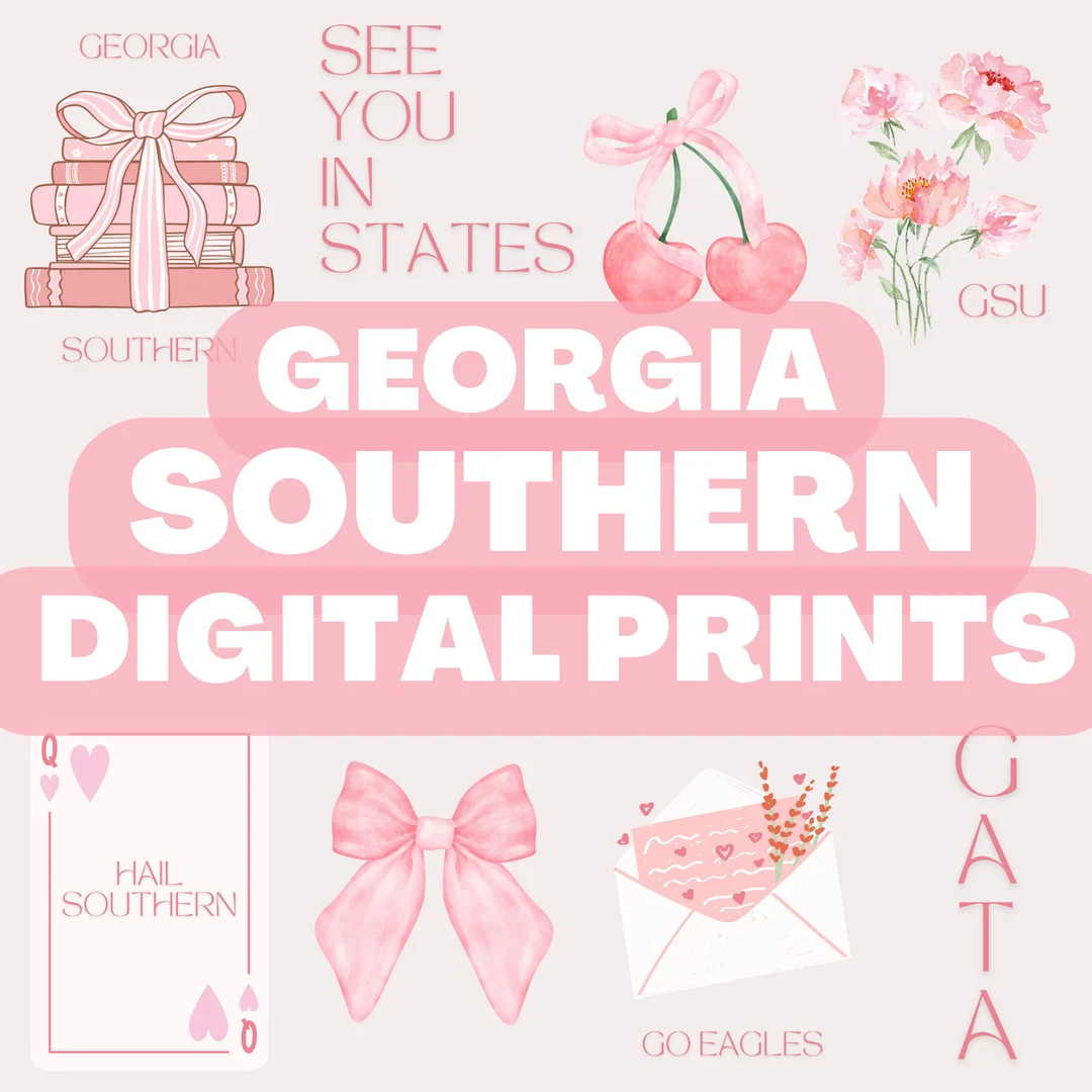 Georgia Southern Pink Preppy Set of 8 Digital Prints - Etsy | Etsy (US)