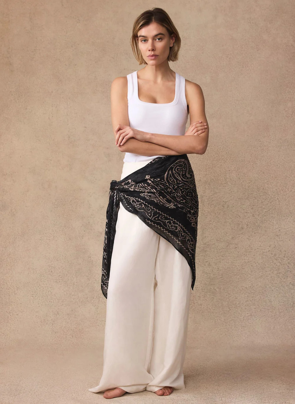 Black Bandana Print Scarf | Mint Velvet