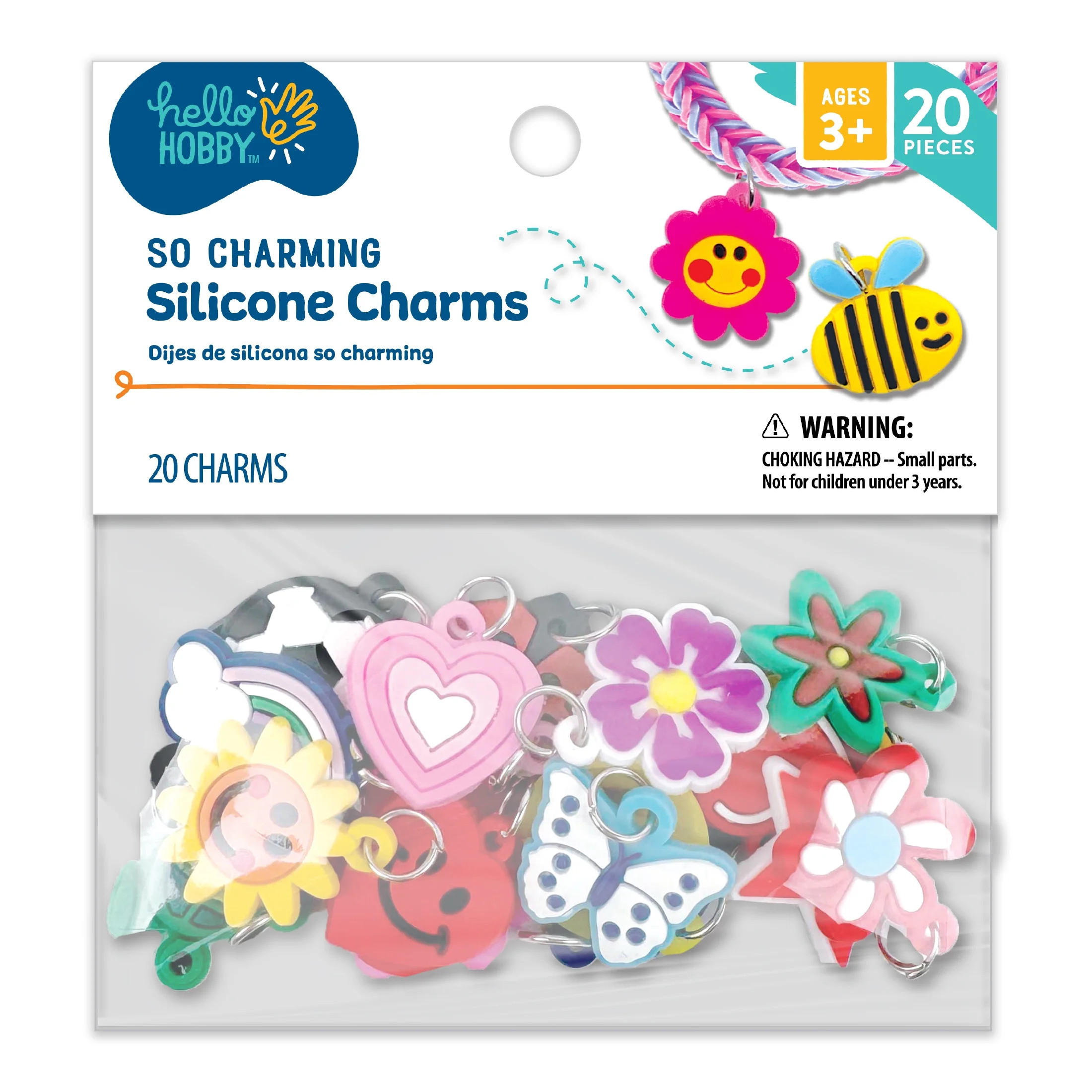 Hello Hobby Silicone Jewelry Charms for Bracelets, Necklaces, & Crafts, Cute Charms for Kids, 20 ... | Walmart (US)