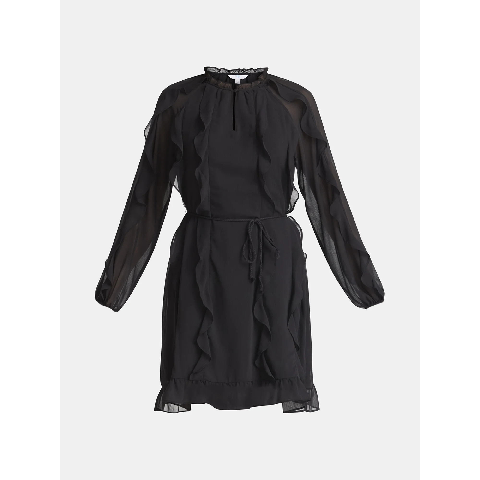 Time and Tru Women's and Women's Plus Belted Ruffle Mini Dress, Sizes XS-4X | Walmart (US)