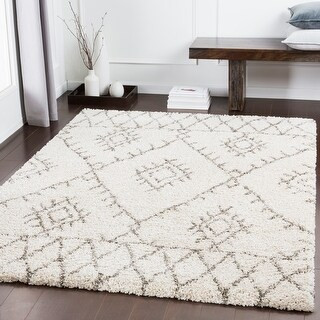 Amira Ivory Moroccan Shag Area Rug (7'10" x 10'3") - 7'10" x 10'3" - Overstock - 21719373 | Bed Bath & Beyond