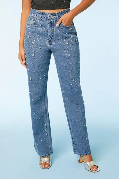 Rhinestone 90s-Fit Jeans | Forever 21 | Forever 21 (US)