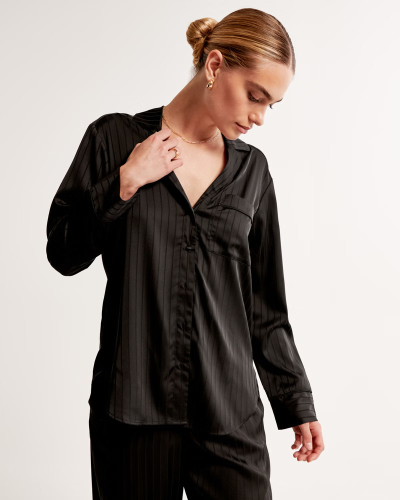 Satin Jacquard Sleep Shirt | Abercrombie & Fitch (US)