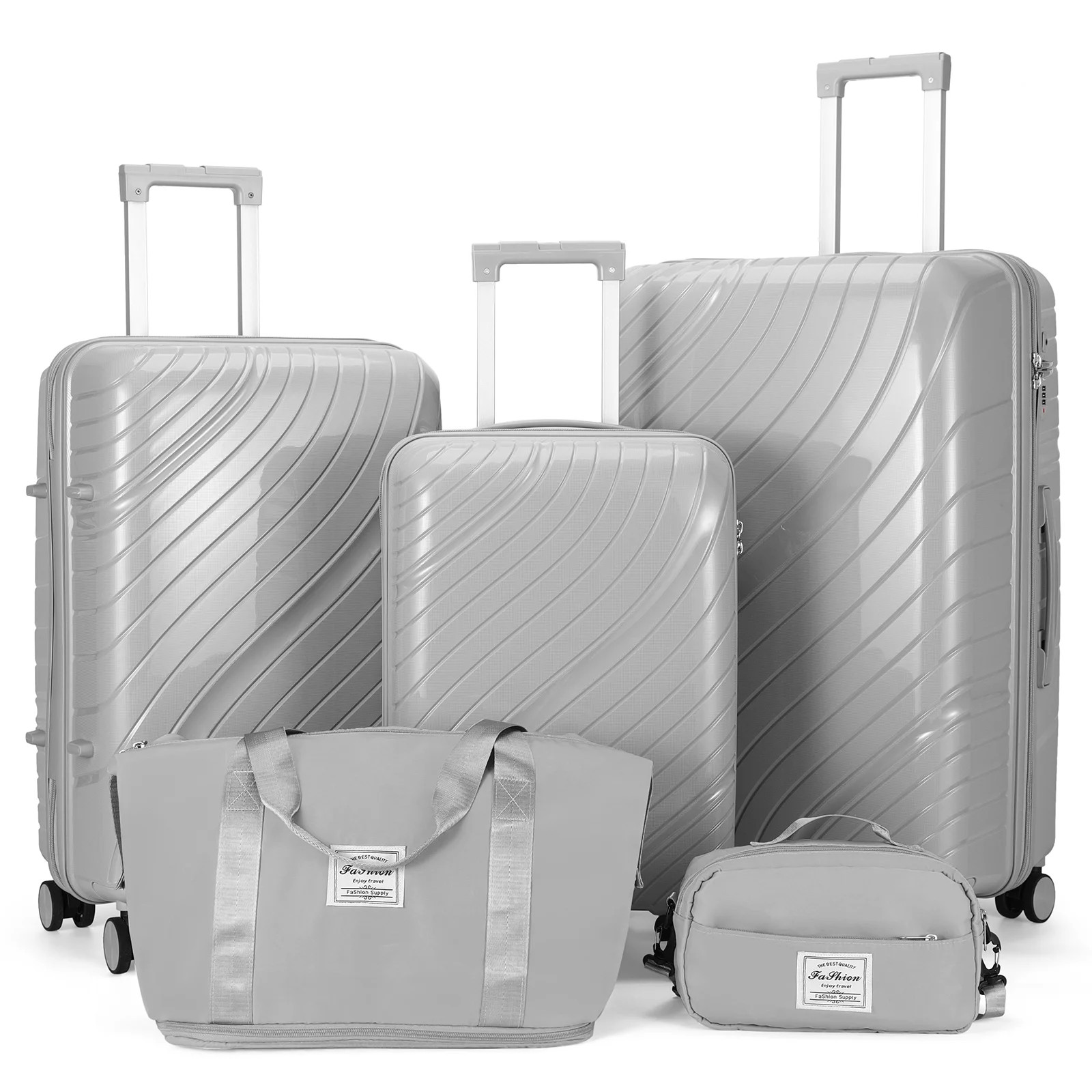 Zimtown 5 Piece Luggage Sets, PP Hardside Luggage Suitcase Set with Portable Travel Bag, Spinner ... | Walmart (US)