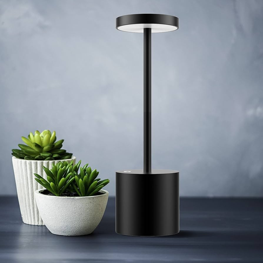 TBBGA LED Cordless Table Lamp,Rechargeable 3 Color Stepless Dimming Battery Operated Lamp,Metal P... | Amazon (US)