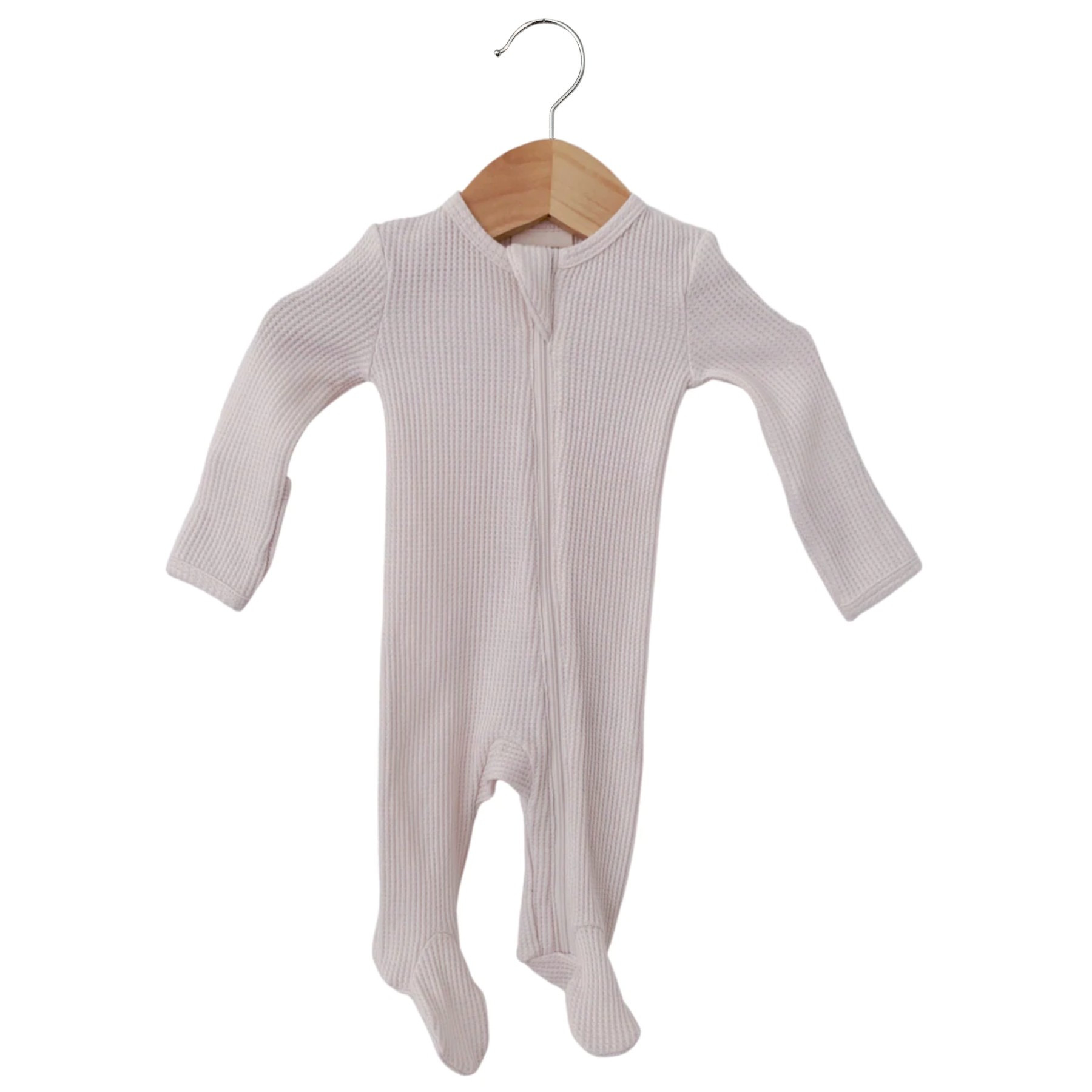 Organic Waffle Basic Zip Footie, Snow | SpearmintLOVE