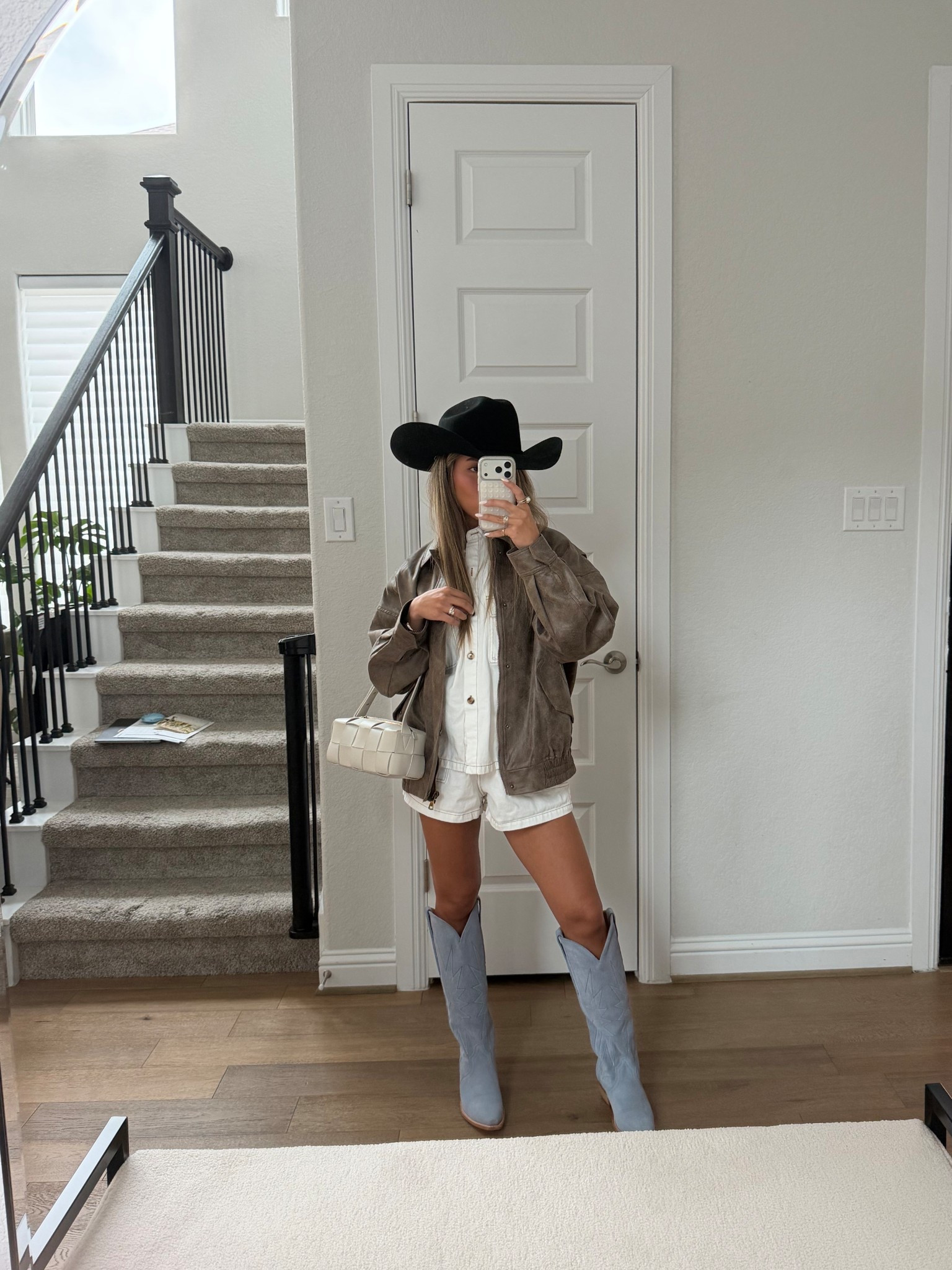 tecovas boots (7 runs 1/2 size big), bronze snake set (xs), bottega bag, princess polly jacket (2 runs big), stetson hat 

#LTKootd #LTKSeasonal #LTKPetite
