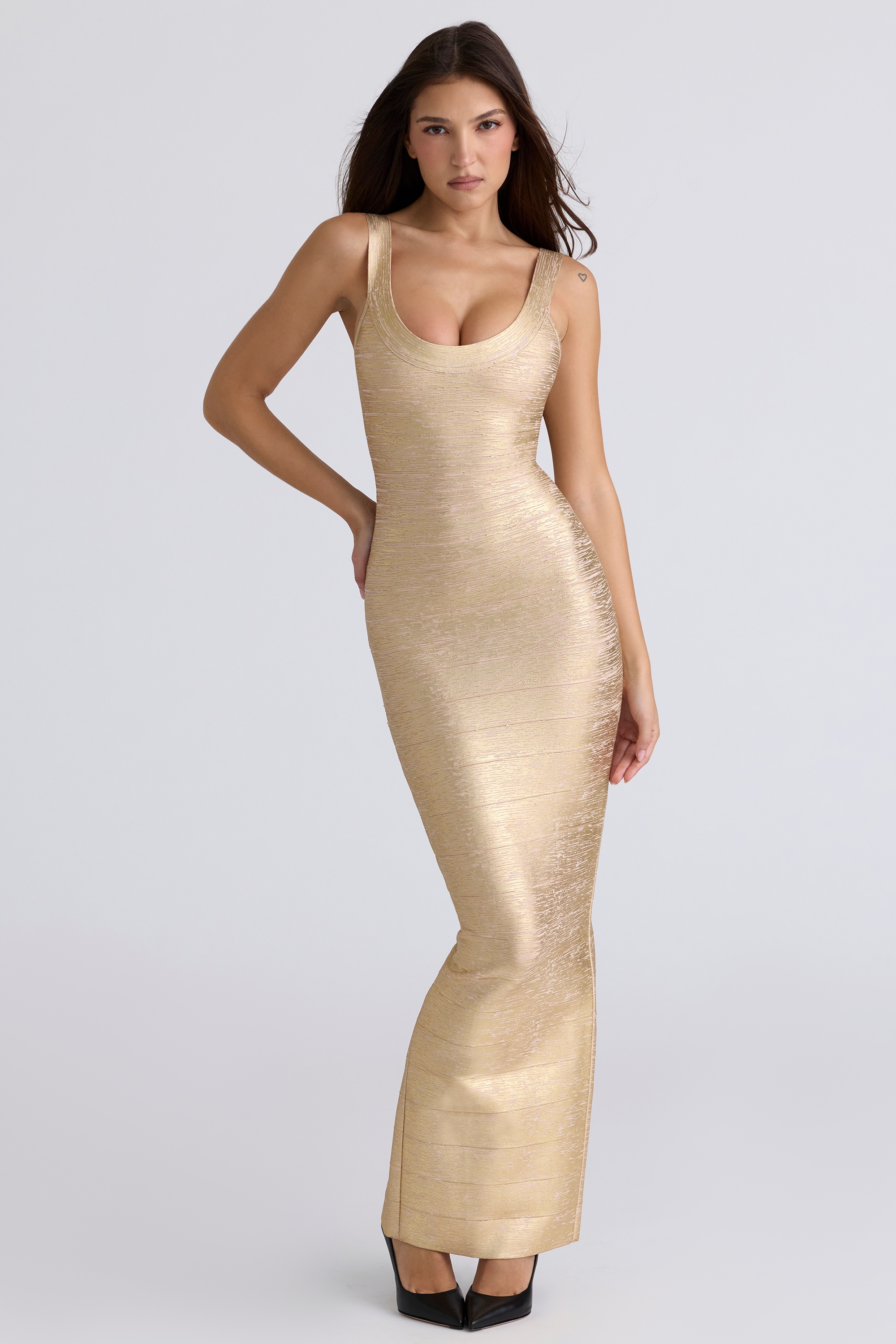 gold bandage maxi dress | House of CB