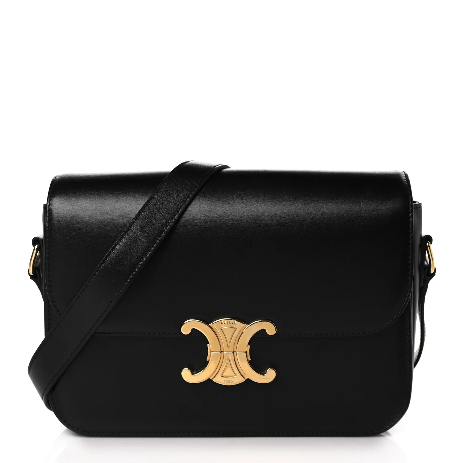 Shiny Calfskin Medium Triomphe Black | FASHIONPHILE (US)