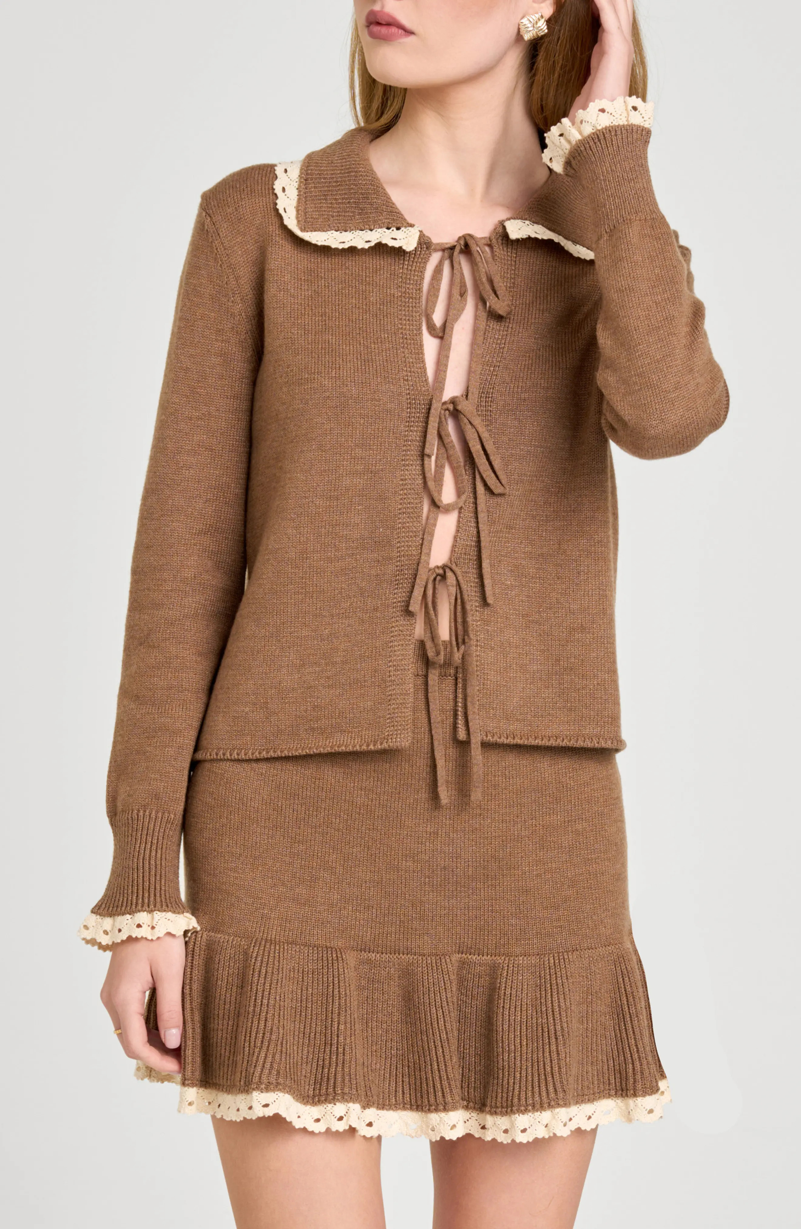 WAYF Ginger Tie Cardigan in Mocha at Nordstrom Rack, Size Medium | Nordstrom Rack