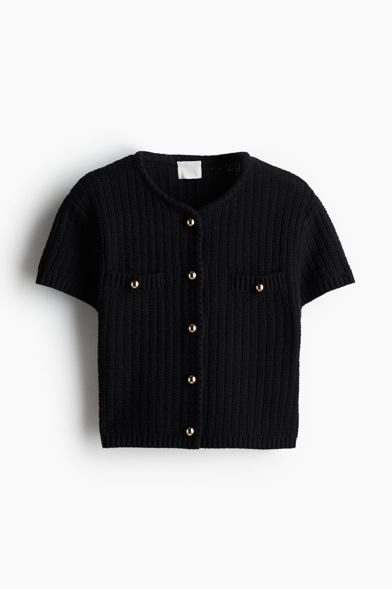 H & M - Structured-knit Cardigan - Black | H&M (US + CA)