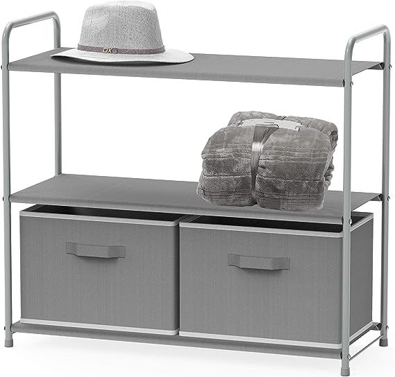 Simple Houseware 3-Tier Closet Storage with 2 Drawers, Grey | Amazon (US)