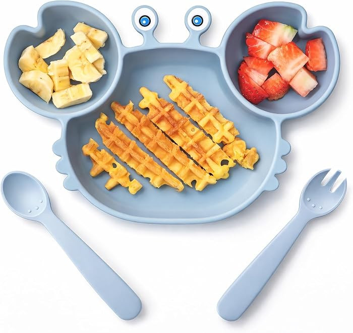 ROCCED Suction Plates for Baby, Silicone Plates with Suction Divided, Baby Spoon Fork Set for Tod... | Amazon (US)