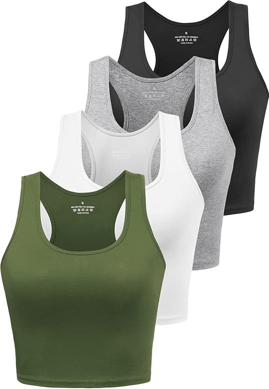 Joviren Cotton Workout Crop Tank Top for Women Racerback Yoga Tank Tops Athletic Sports Shirts Ex... | Amazon (US)
