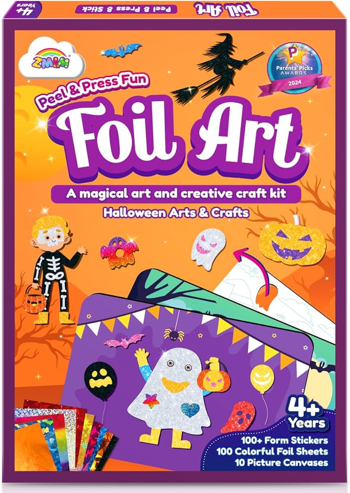 ZMLM Halloween Crafts Games for Kids - Foil Arts Fun Halloween No Mess Art - Foil Art Halloween P... | Amazon (US)