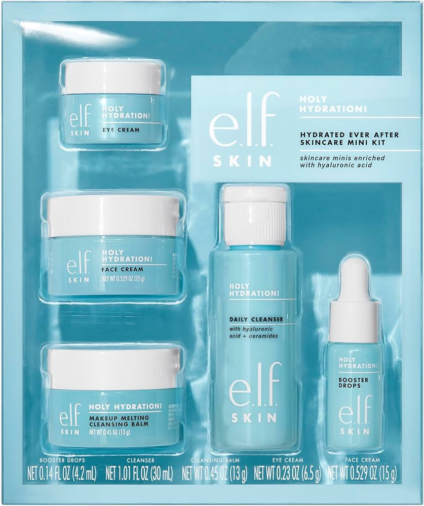e.l.f. SKIN Holy Hydration! Hydrated Ever After Skincare Mini Kit, Cleanser, Makeup Remover, Mois... | Amazon (US)