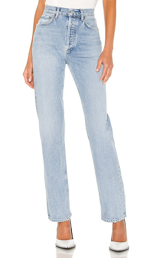 AGOLDE Lana Straight in Denim-Light. - size 25 | Revolve Clothing (Global)
