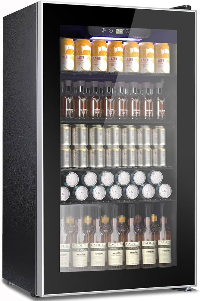 COWSAR Mini Fridge Cooler, 130 Can Beverage Refrigerator with Glass Door, ETL Approved Wine Fridg... | Amazon (US)