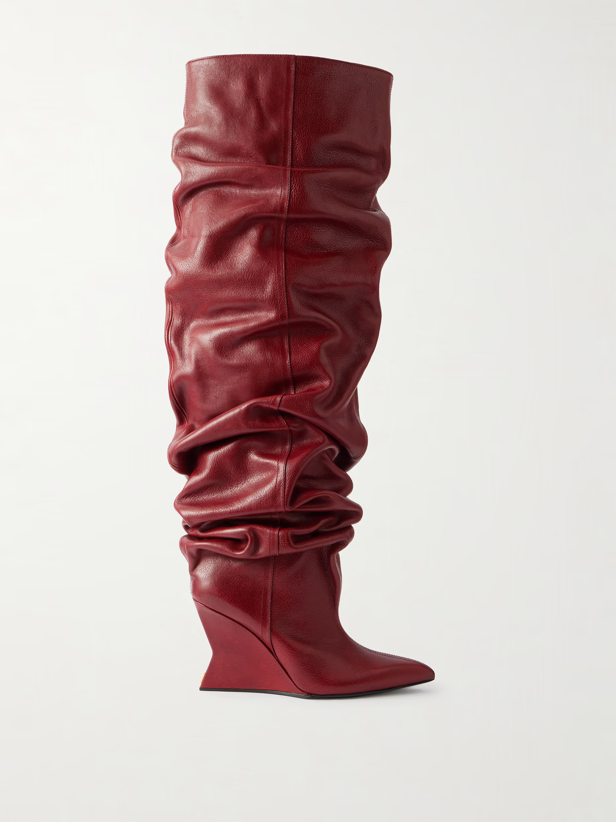 Balmain - Textured-leather Over-the-knee Boots - Burgundy | NET-A-PORTER (US)