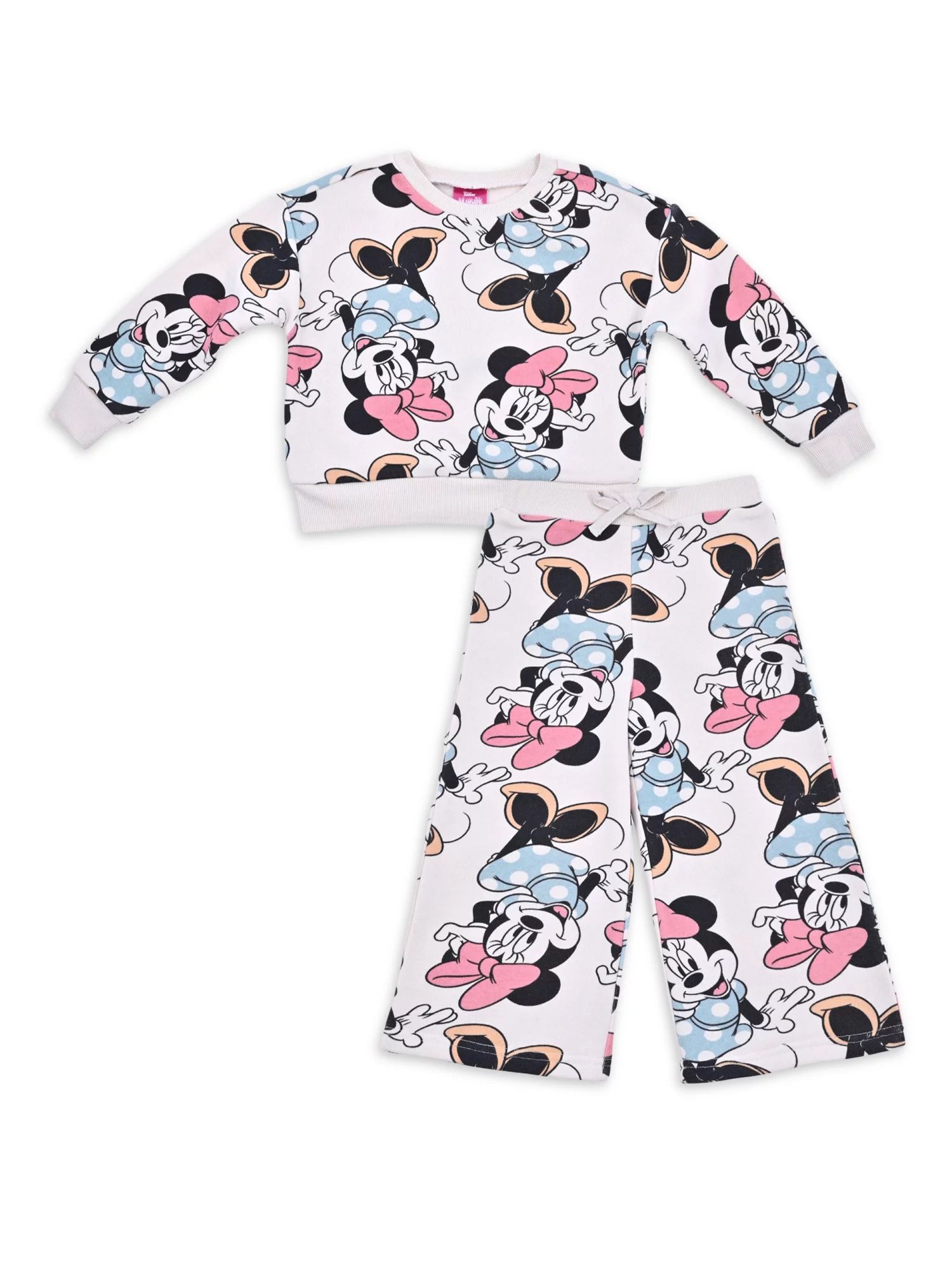 Minnie Mouse Baby and Toddler Girl Wide Leg Pant and Crew Neck Sweatshirt, 2 Piece Outfit Set, 12... | Walmart (US)