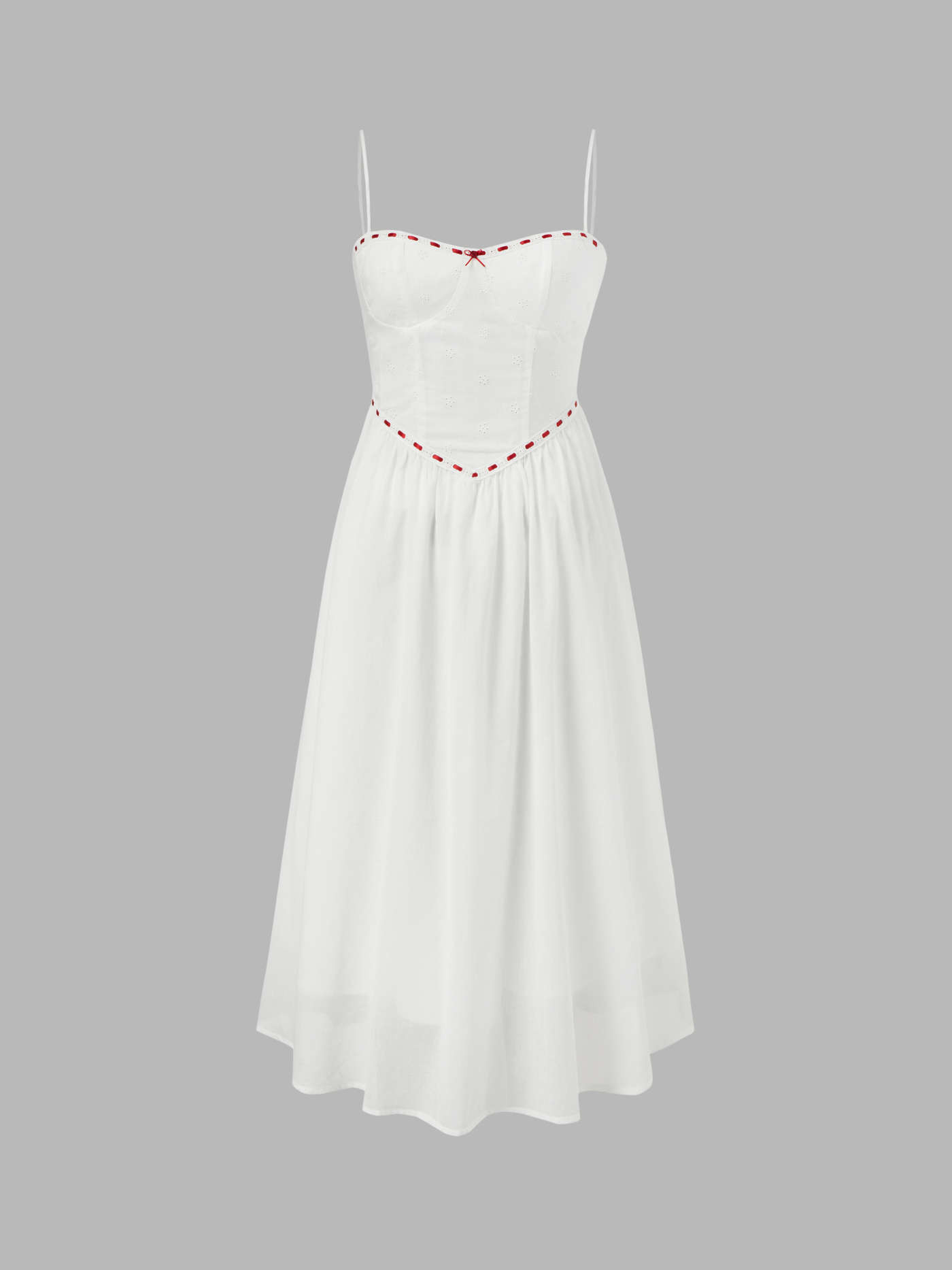 Woven Square Neck Rose Bowknot Stitch Contrasting Maxi Dress For Date | Cider