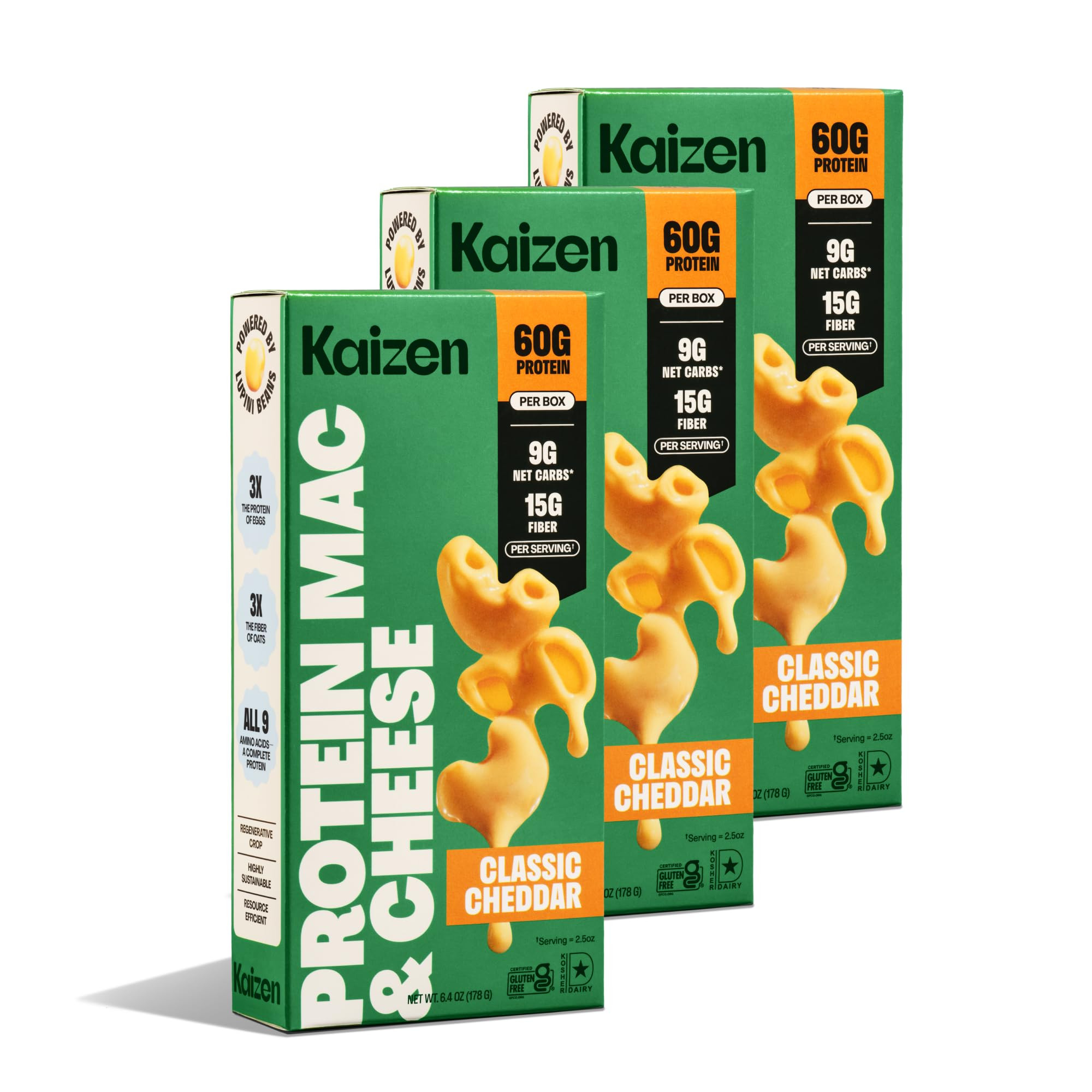 Kaizen High Protein Cheddar Mac & Cheese - Low Carb, Keto Friendly, High Fiber, Gluten-Free, Plan... | Amazon (US)