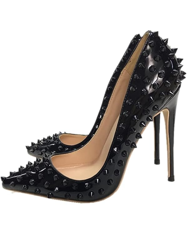 Minishion Women Sexy Heels Pumps Studded Rivet Party Wedding Shoes | Amazon (US)