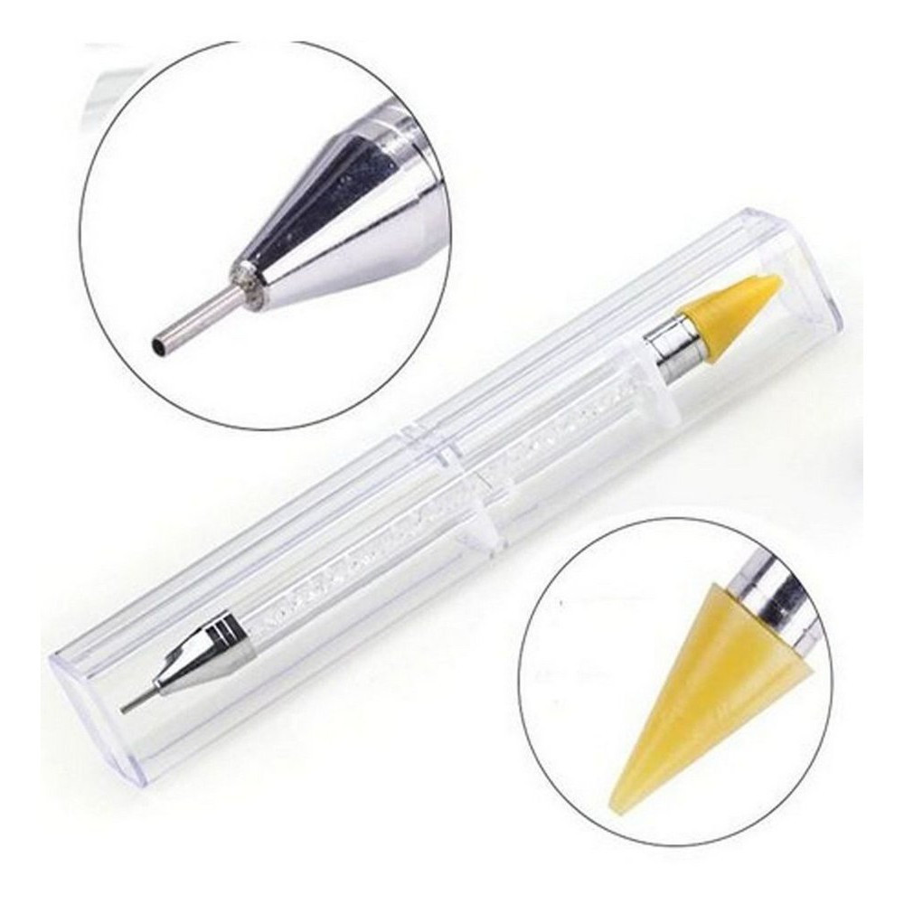 Caneta Pega Strass E Pedrarias Com Duas Pontas Para Montagem de Jóias de Unhas | Shopee (BR)