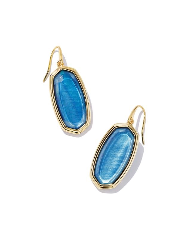 Framed Elle Gold Drop Earrings in Dark Blue Mother-of-Pearl | Kendra Scott