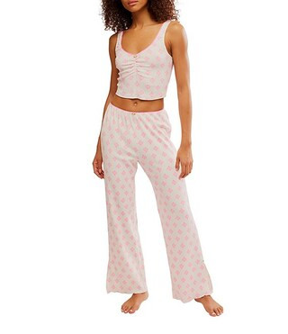 Fresh In Love Ditsy Floral Pointelle Knit Lounge Set | Dillard's