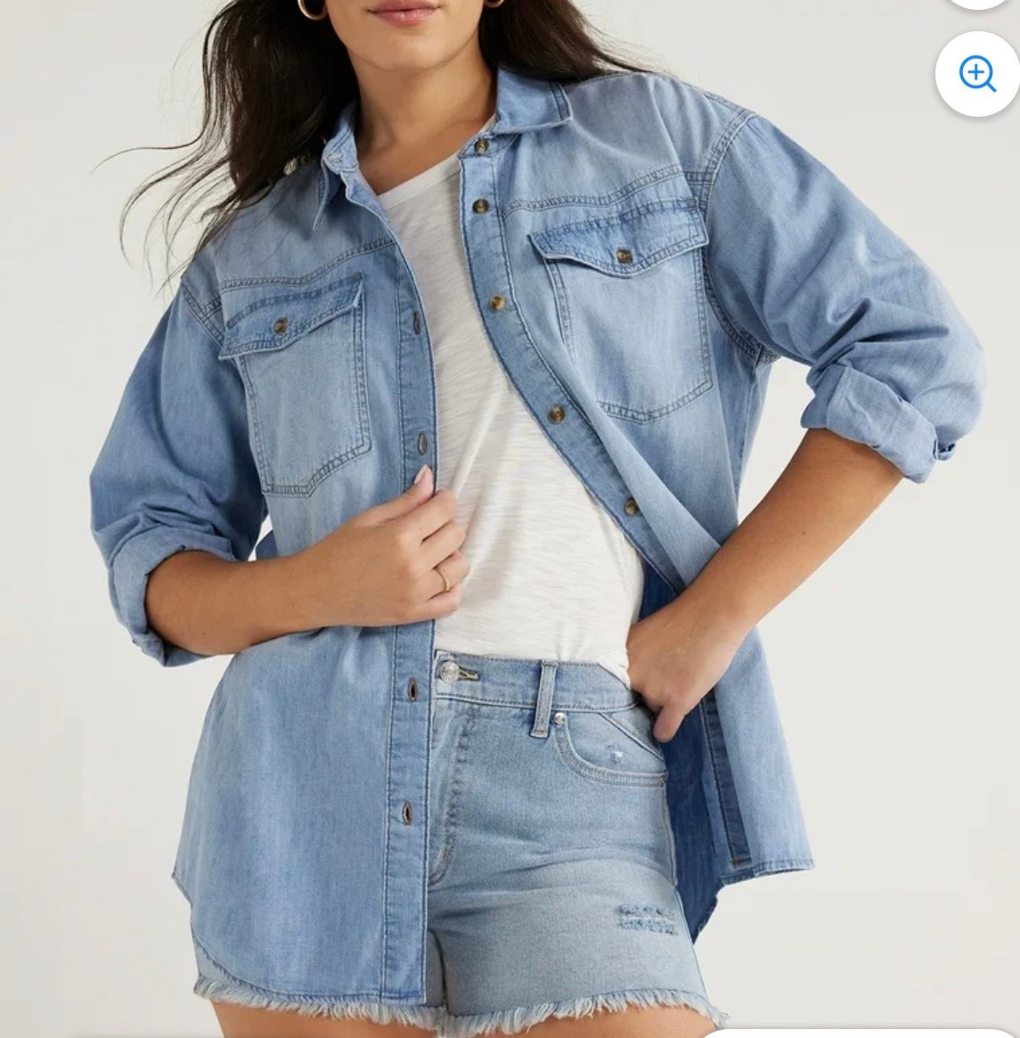 Love this denim shirt jacket. It’s long enough to wear with leggings and perfect for cooler spring or summer nights with denim shorts and a tank! I wear a small, it fits oversized!

#LTKSeasonal #LTKootd