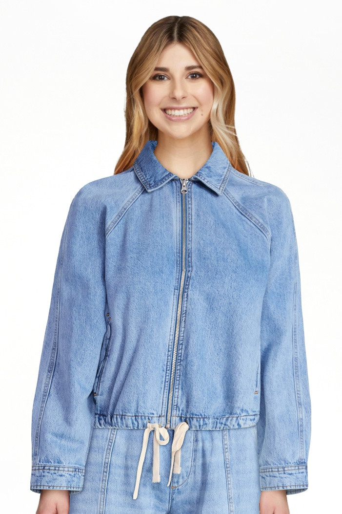 Scoop Women's and Women's Plus Denim Bomber Jacket, Midweight, Sizes XS-4X | Walmart (US)